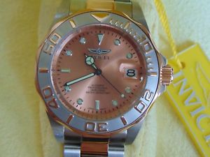 【貨物輸送無料】invicta mako pro diver 40粍 automatic 24j 18k ip rose gold amp; ss bracelet watch