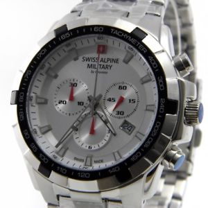 【送料無料】swiss alpine military by grovana 70439132 herren uhr chrono edelstahl silber｜hokushin