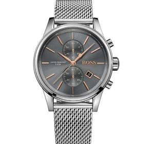 【貨物輸送無料】brand  hugo boss grey jet mesh stainless steel chrono men watch ヘモグロビン1513440