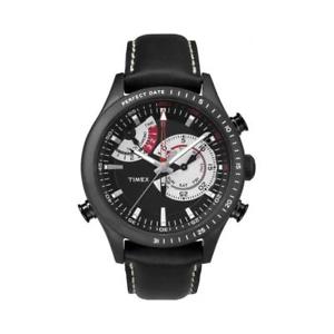 【貨物輸送無料】orologio uomo timex intelligent quartz tw2p72600 pelle nero chrono timer 100mt
