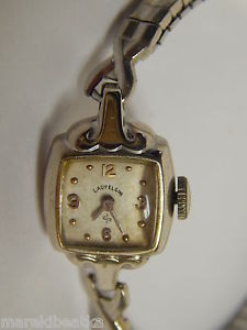 【送料無料】vtg lady elgin solid 14 k white gold art deco wrist watch｜hokushin
