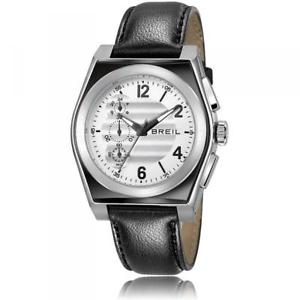 【貨物輸送無料】orologio uomo breil escape tw1070 chrono vera pelle nero silver sub 100mt