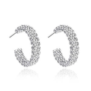 【送料無料】ピアス　トレンディシルバーフープピアス　as de64271 silber hoop ohrringe fur frauen madchen trendy geometric｜hokushin