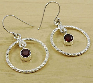 【送料無料】ピアス　スターリングシルバーガーネットピアス　フープファッションジュエリー｜hokushin