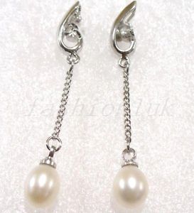 【送料無料】ピアス　レディースドロップピアス　damen neu echte swasserperlen tropfenohrringe 4cm lang uk｜hokushin