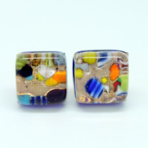 【送料無料】ピアス　ゴールドマルチカラームラノベネチアンガラスgold und mehrfarbig handgefertigt authentisch murano venezianische glas｜hokushin