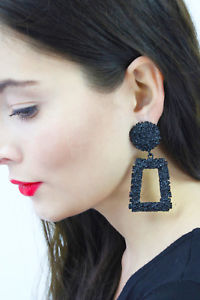 【送料無料】ピアス　レトロピアス　セレブピアス　uk neu retro schwarz geometrischer ohrhnger promi klobig ohrringe statement｜hokushin