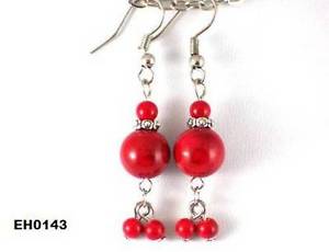 【送料無料】ピアス センチレッドコーラルチベットシルバーフックピアス ガールフレンド55cm l rote koralle tibet silber haken lange ohrringe, girl friend|hokushin