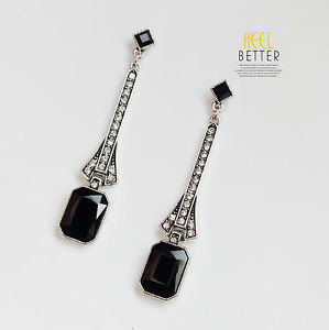 【送料無料】ピアス　ファッションスタッドピアス　シルバーブラッククリスタルスペーストレーラー×ohrringe mode gestt silber schwarz kristall platz hochzeit anhnger x11 12,056円