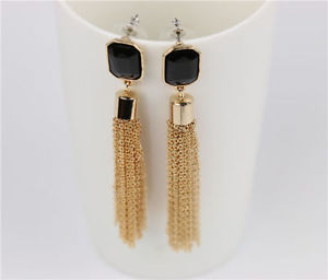 【送料無料】ピアス　スタッドピアス　ファッションゴールデンブラックタッセルロングペンダントアールデコohrringe mode gestt golden schwarz quaste platz lang anhnger art deco a8