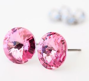 【送料無料】ピアス　チタンピアス　スワロフスキーローズピンクピアス