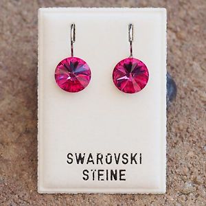 【送料無料】ピアス　フューシャピンクピアス　スワロフスキーピアス　neu ohrhnger mit 10mm swarovski steine in fuchsiapink ohrringe｜hokushin