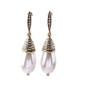 【送料無料】ピアス　ゴールデンパールスタッドピアス　ファッションケースクリスタルビンテージ×ohrringe mode gestt golden perle fallen kristall jahrgang hochzeit x8