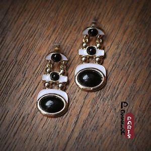【送料無料】ピアス　ピアス　ブラックホワイトメタリックエナメルアールデコオリジナルohrringe schwarz wei metallisch emaille art deco original geschenk cc 4