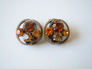 【送料無料】ピアス ラインストーンピアス messingfarbene ohrclips mit strass 9,2 g 1,8 x 1,8 cm