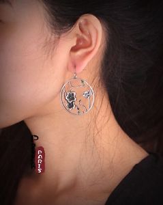 【送料無料】ピアス　ピアス　リングアイロンフラワーシルバーエナメルグリーンオリジナルohrringe ring bgel blume silber emaille grn original geschenk dd 2