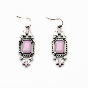 【送料無料】ピアス　アールデコピアス　スクエアピンクシルバーohrringeohren art deco quadrat rosa silber original abend ehe cc 5