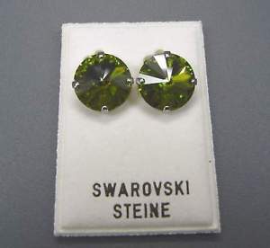 【送料無料】ピアス　カンランオリーブスワロフスキークリスタルピアス　ピアス　neu ohrclips mit 14mm swarovski steine in olivineolivgrn ohrringe ohrclipse 13,305円