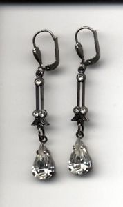 【送料無料】ピアス　ピアス　アールヌーボーホテルクリスタルドロップfunkelnde ohrringe, jugendstil, kristalltropfen, altsilber 1014s