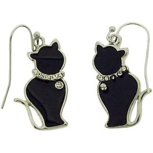 【送料無料】ピアス　シルバーベースメタルブラックエポキシスタッドピアス　toc silberfarben unedlen metallen schwarz epoxid pussy katze ohrhnger
