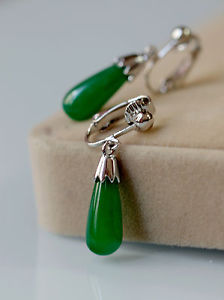 【送料無料】ピアス　ピアス　クリップシルバードリップシンプルレトロクラスohrringeohren clips silber tropf jade grn einfach retro class c9