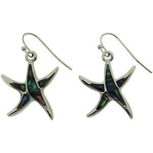 【送料無料】ピアス　パウアシェルヒトデピアス　シルバーベースメタルtoc silberfarben unedlen metallen paua muschel seestern ohrhnger