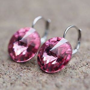 【送料無料】ピアス　スワロフスキーローズピンクピアス　ピアス　neu ohrhnger mit 14mm swarovski steine in roserosa ohrringe