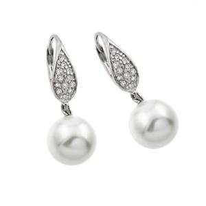 【送料無料】ピアス　スターリングロングパールシルバーピアス　sterlingsilber lang perle mit cz steine ohrringe