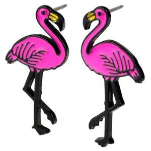 【送料無料】ピアス　ジョースウィートピンクフラミンゴフォームスタッドピアス　ブラックファッショナブルjoe cool s flamingo form rosa amp; schwarz modisch mit nieten ohrringe｜hokushin