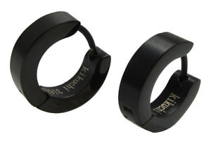 【送料無料】ピアス　クラシックピアス　マットブラックステンレススチールフープkikuchi klassische ohrringe schwarz matt 4mm edelstahl creolen damen herren
