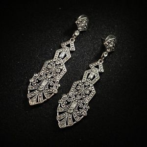 【送料無料】ピアス　シルバーペンダントピアス　アールデコドリップコネクタ
