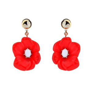 【送料無料】ピアス　ピアス　キャンドルホルダーフラワーポピーレッドレトロohrringe kerzenhalter blumen mohn harz rot retro aa29