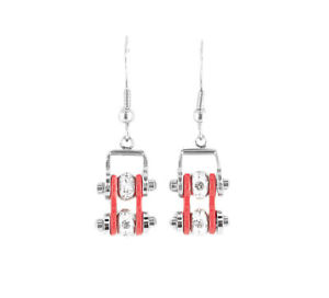 【送料無料】ピアス　レディースミニステンレススチールチェーンピアス　シルバーレッドアメリカdamen mini edelstahl fahrradkette ohrringe silber rot usa verkufer 12,586円