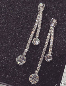 【送料無料】ピアス　ピアス　ビンテージシルバークリスタルohrringe silber fein doppelt strang kristall leicht ehe vintage p1