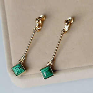 【送料無料】ピアス　ピアス　クリップゴールデンロッドマラカイトグリーンクラスohrringeohren clips golden stab lang fein malachit grn class einfach c9