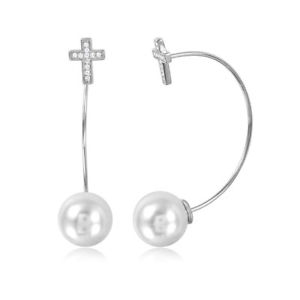 【送料無料】ピアス　クロスピアス　パール