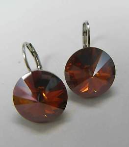 【送料無料】ピアス　ピアス　ダークオレンジオレンジピアス　スワロフスキーneu ohrhnger 14mm swarovski steine copperdunkelorangeorange ohrringe