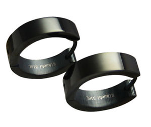 【送料無料】ピアス　ステンレススチールピアス　ロールバーedelstahl ohrringe groe schwarz glnzend klapp creolen 5mm18mm herren damen