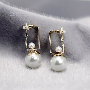 【送料無料】ピアス　ピアス　クリップohrringe clip auf golden gro doppelt perle wei gerometrique cc10｜hokushin