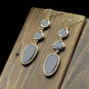 【送料無料】ピアス アールデコピアス ohrringeohren art deco tropf oval schwarz original abend ehe bb 3