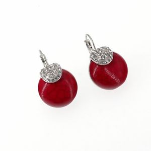 【送料無料】ピアス　シルバーターコイズピアス　パジャマラウンドレトロビンテージohrringe schlfer silber trkis runde rot gepflastert retro vintage qd1