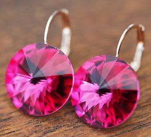 【送料無料】ピアス　ピアス　スワロフスキーゴールドフクシアピンクピアス　ローズneu ohrhnger rosegold 14mm swarovski steine fuchsiapink ohrringe