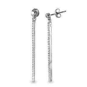 【送料無料】ピアス　レディースロングバーラウンドピアス　スターリングシルバーdamen 925 sterlingsilber rh lang stab mit rund cz ohrringe