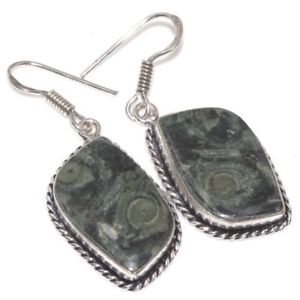 【送料無料】ピアス　ハンドメイドジャスパーピアス　handmade kambaba jaspis edelstein 925 sterling silber ohrhnger 51cm e00307