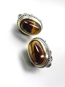 【送料無料】ピアス　デザイナーバリシルバータイガーアイピアス　ケーブルhinreiend designer balinesisch silber kabel oval tigerauge stein ohrclips