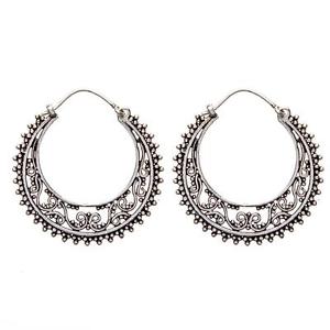 【送料無料】ピアス　シルバートーンクレオールエスニックピアス　81stgeneration messing silber ton filagree creole dotwork ethnische ohrringe