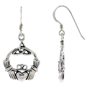【送料無料】ピアス　スターリングシルバーッドクラダシンボルピアス　セルティックsterlingsilber claddagh freundschaft symbol lang ohrringe m triqueta keltisch