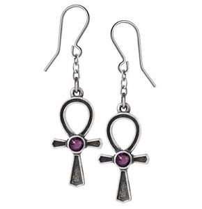 【送料無料】ピアス　オシリスゴシックピアス　ankh of osiris ohrringe god des lebens venus lila kristalle e372 alchemy gothic