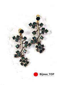 【送料無料】ピアス　ピアス　クリップアイロンツリークリスタルグリーンエメラルドビンテージohrringeohren clips bgel baum kristall grn smaragd vintage ehe a12