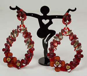 【送料無料】ピアス　ピアス　レッドラインストーンピアス　ビンテージohrringe rot blten strass ohrhnger sehr leicht vintage hngend ausgefallen